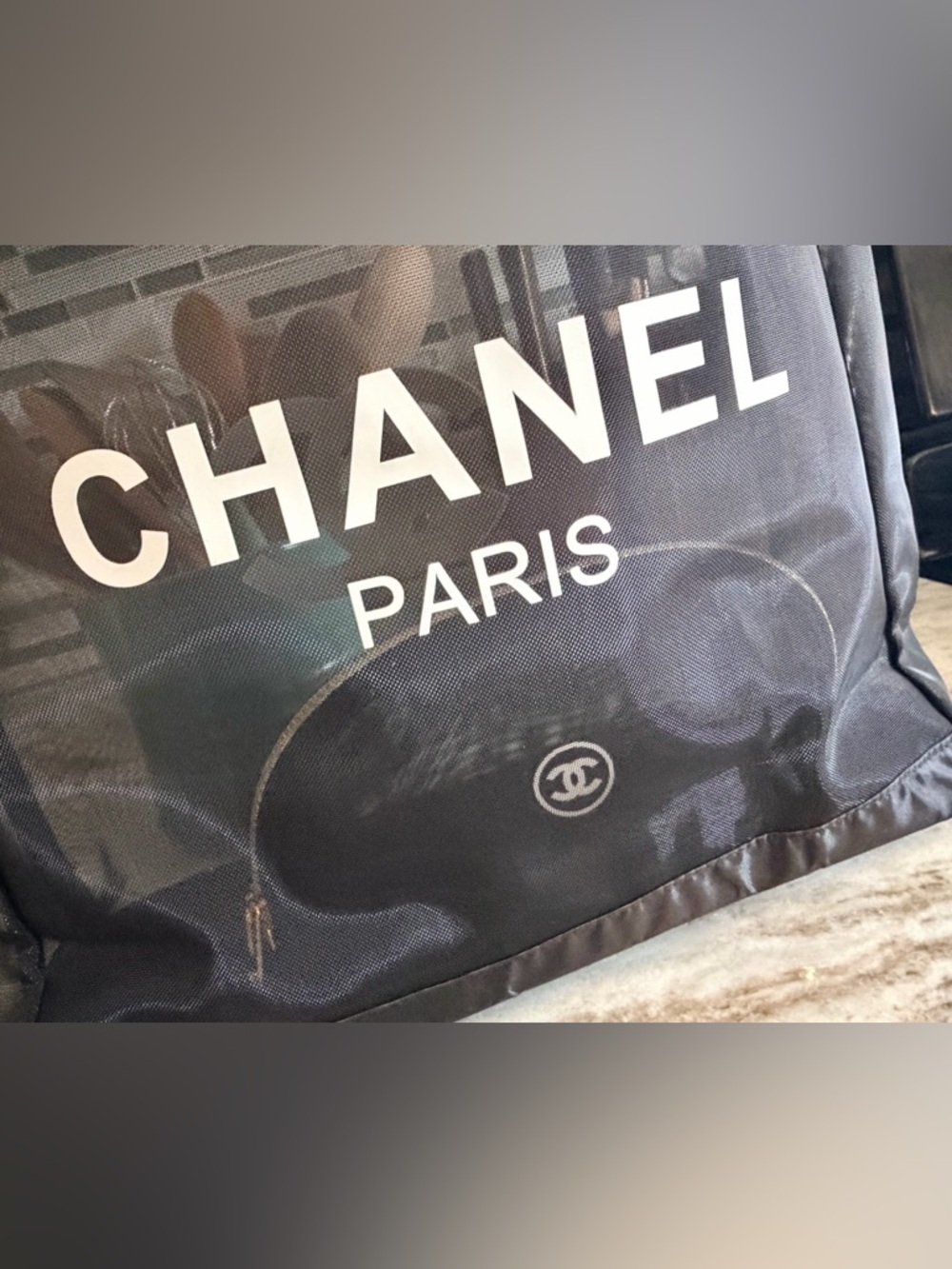 BRAND NEW Chanel Beaute Black Mesh Bag w Gold Chain & Matching Mesh Pouch - Picture 16 of 16